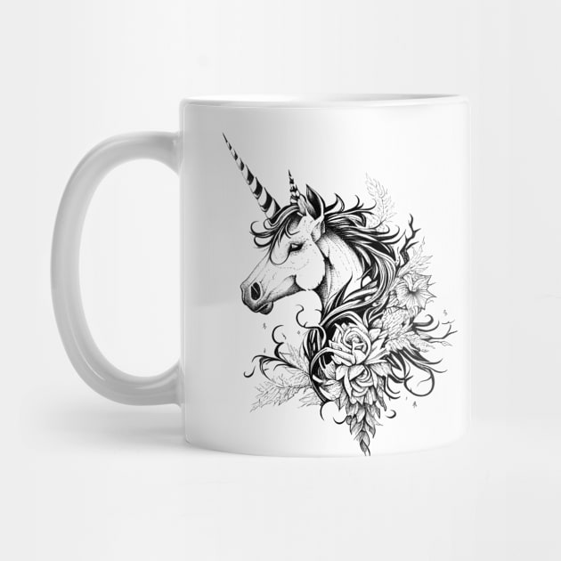 Unicorn Fantasy Wild Animal Illustration Art Tattoo by Cubebox